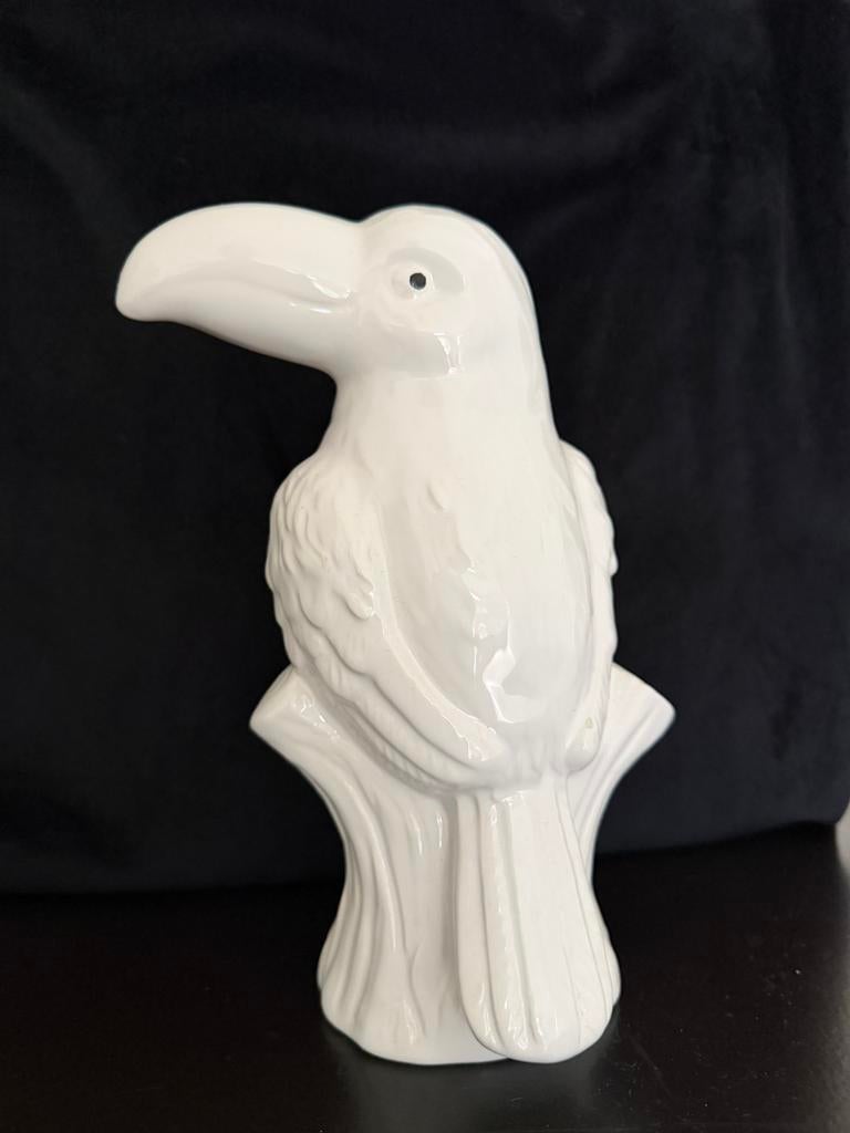 Vogel wit aardewerk papegaai, Verzamelen, Beelden en Beeldjes, Ophalen of Verzenden, Zo goed als nieuw, Dier