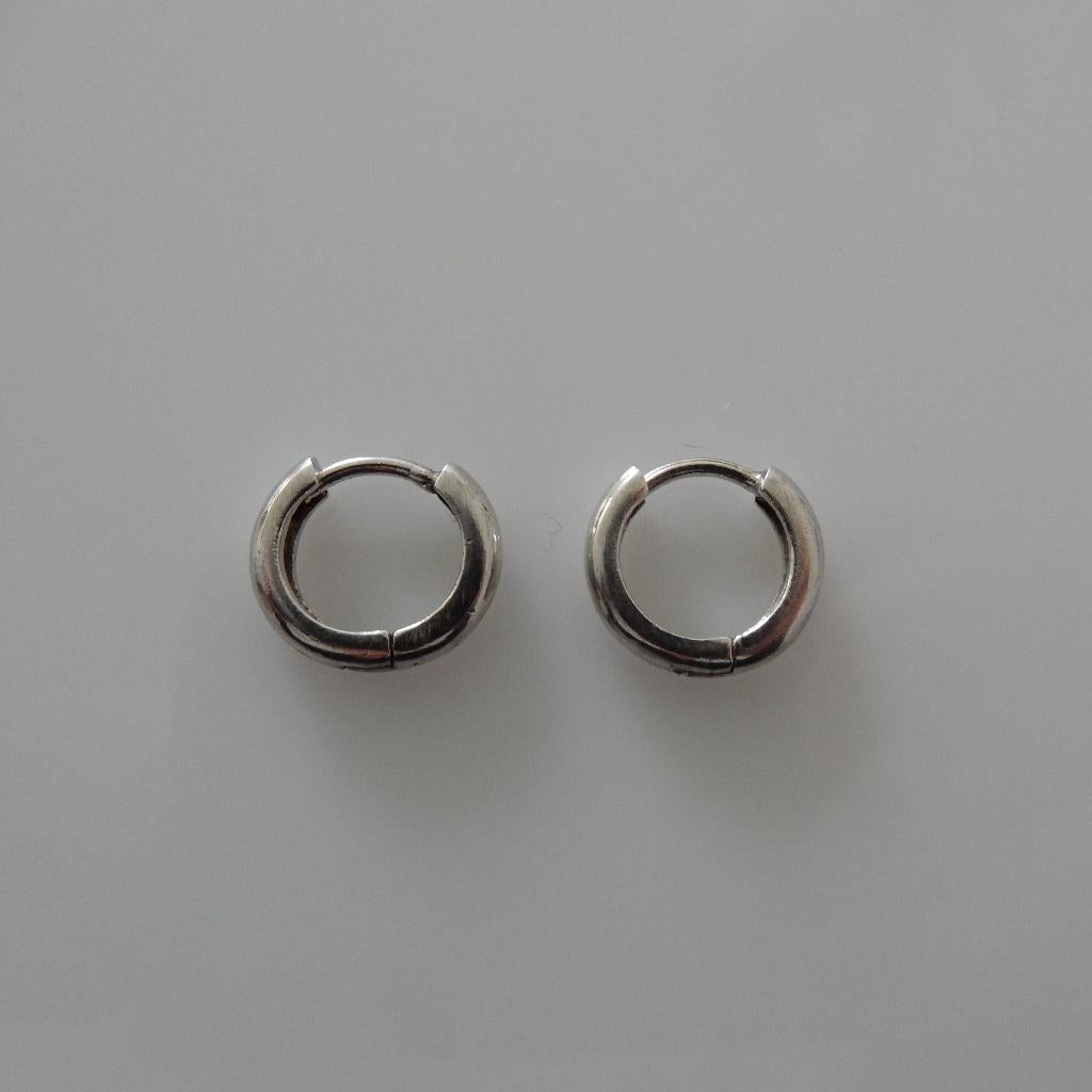 Zilveren creolen, 12 - 13 mm doornede, Sieraden, Tassen en Uiterlijk, Oorbellen, Ophalen of Verzenden, Gebruikt, Zilver, Zilver