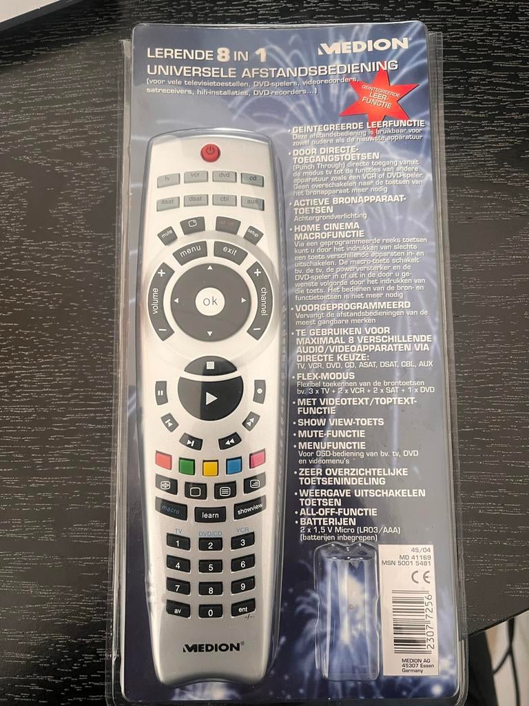 Medion Universele Afstandsbediening 8-in-1, Ophalen of Verzenden, Nieuw, Universeel, Tv
