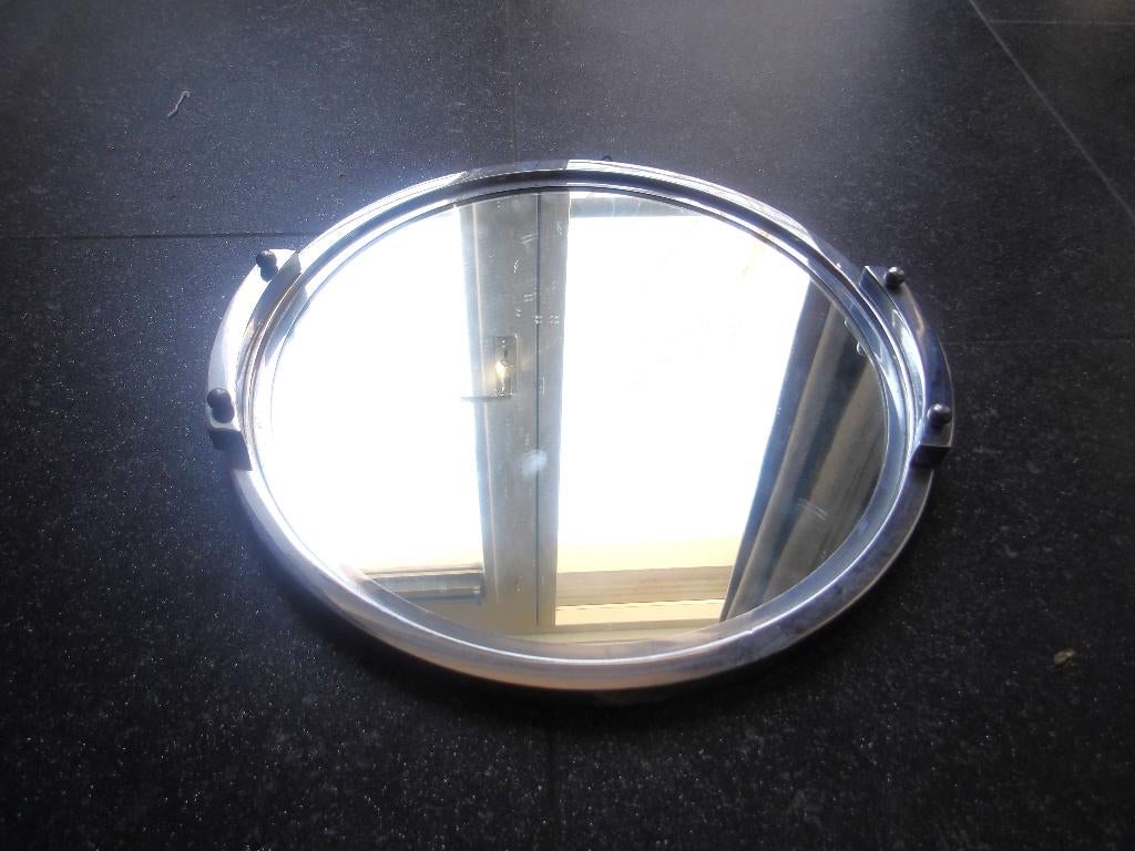 Art deco spiegel chroom dienblad rond, Ophalen of Verzenden, Rond, Metaal