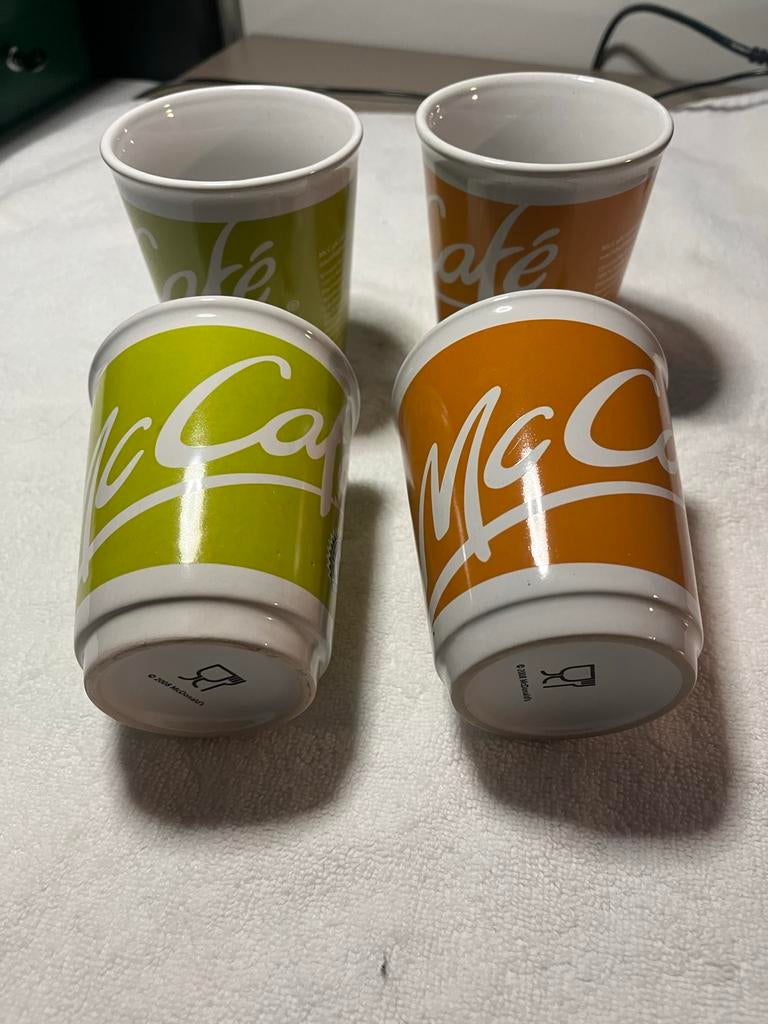 4 Mc Café bekers - McDonald's verzamelobjecten, Ophalen, Gebruikt, Keramiek, Overige stijlen