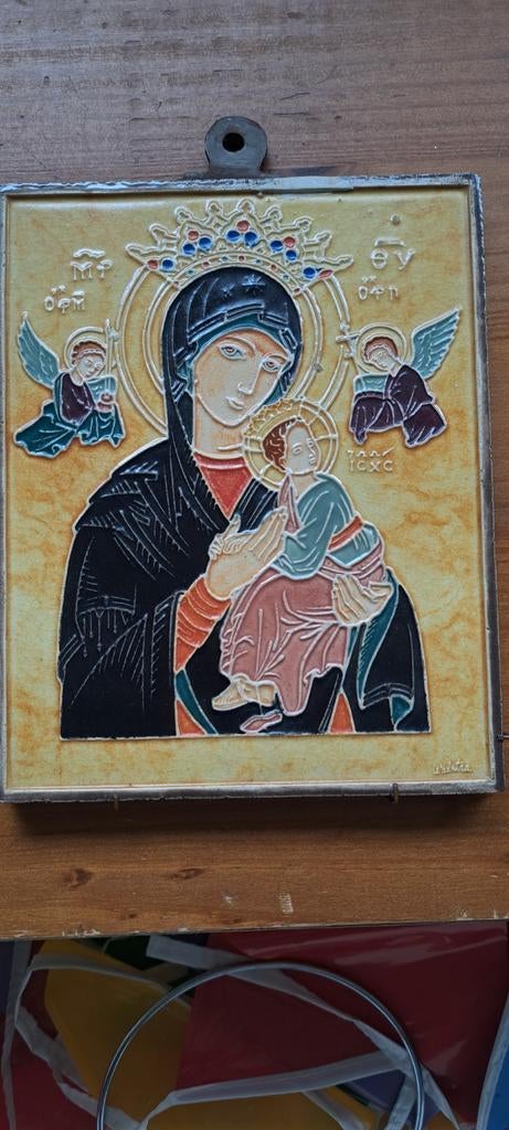 Tegel met Maria en kind, Ophalen of Verzenden