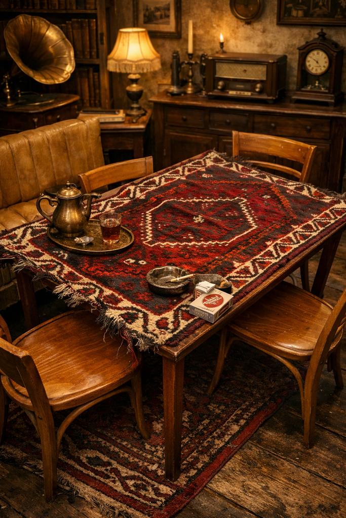 Vintage cafe setje 4 stoelen en tafel, Ophalen