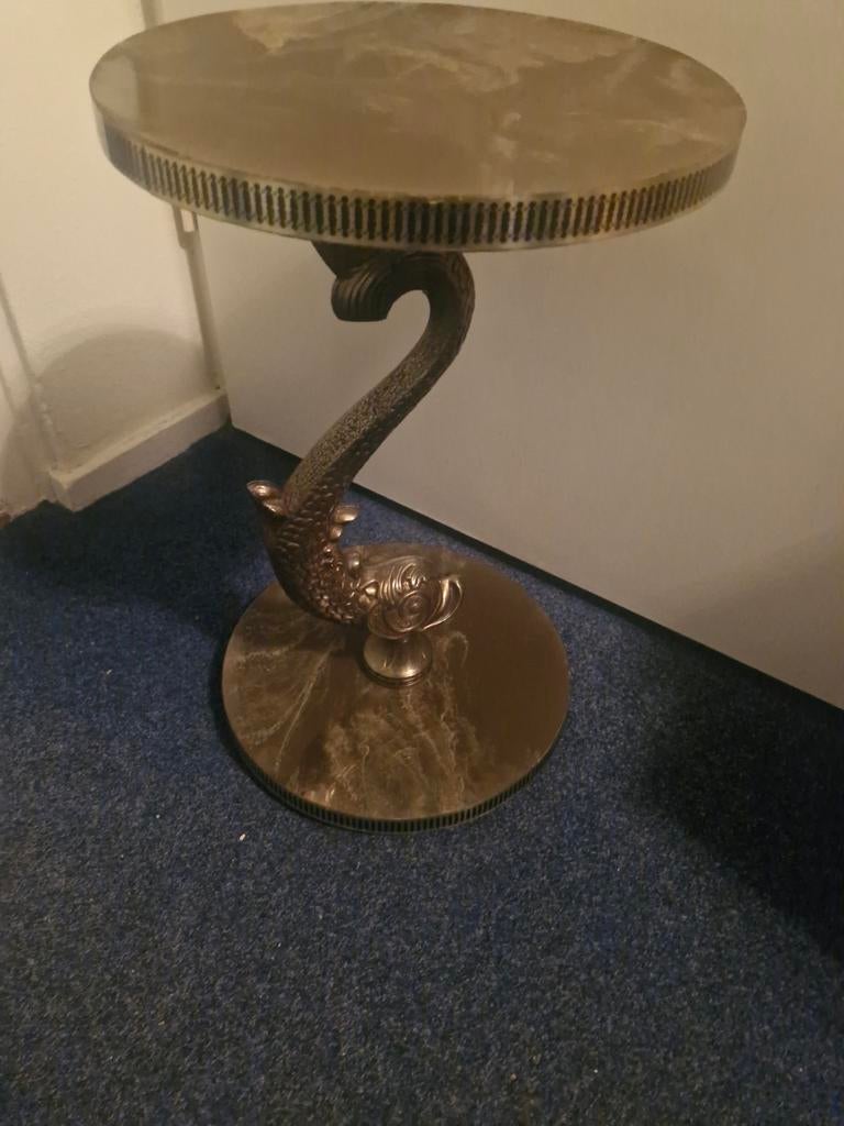 Unieke Bijzettafel met Dolfijn Voet - Vintage Stijl, Ophalen of Verzenden