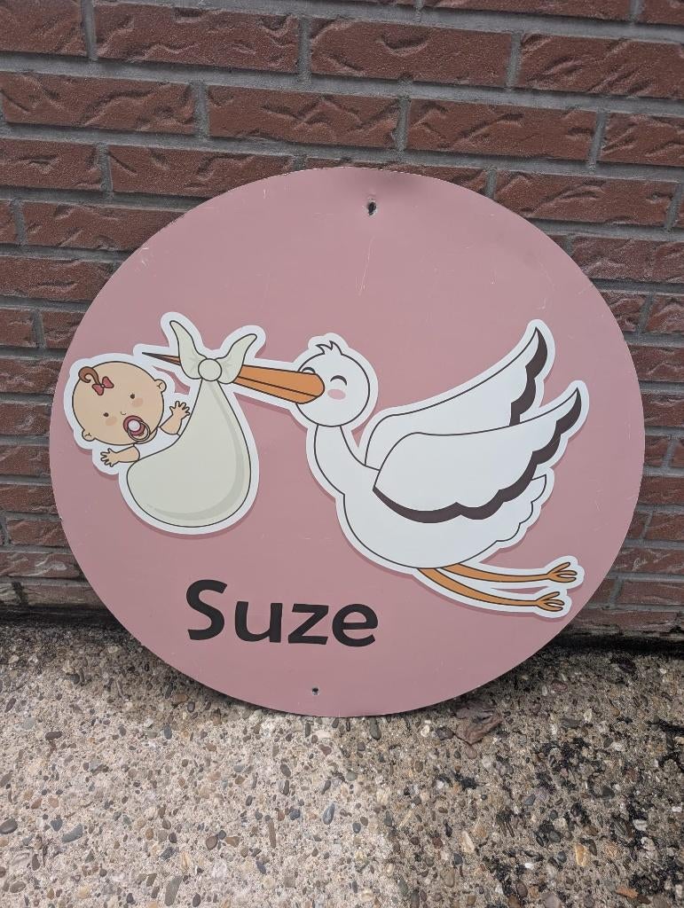 Ooievaar / Geboortebord Roze, Ophalen