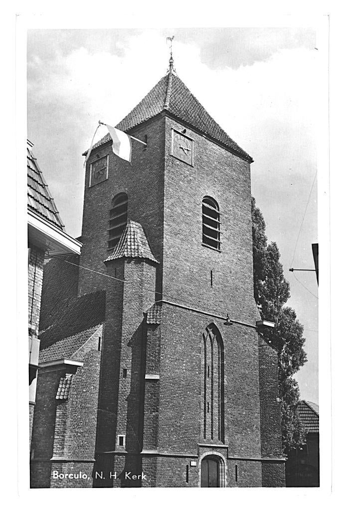 950698 Borculo 1953 Gld Kerk Postzegel afgeweekt