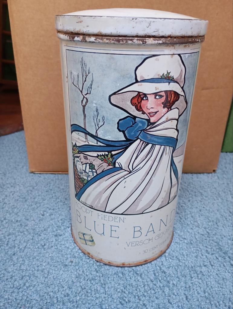 Vintage Beschuit Blik Blue Band Hollandsche, Ophalen of Verzenden