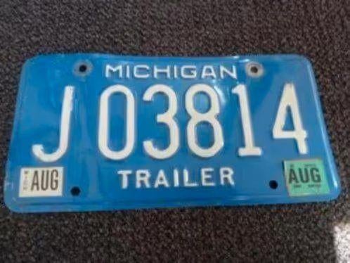 Kentekenplaat licenseplate Michigan Trailer 2 USA, Verzenden, Gebruikt, Auto's