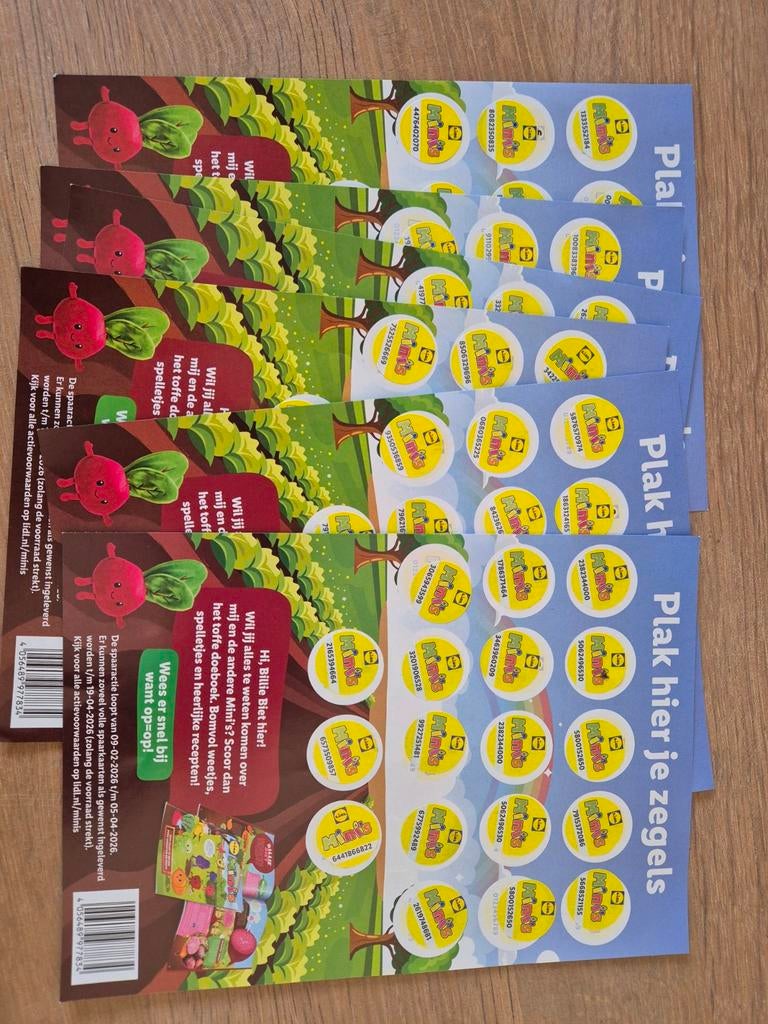 6 volle Lidl spaarkaarten voor Mini's, Verzamelen, Supermarktacties, Lidl, Ophalen of Verzenden