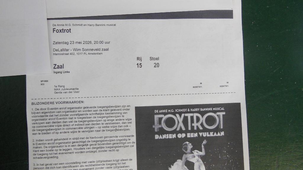 THEATER PLAATSEN FOXSTROT in De LaMar, Twee personen, Mei