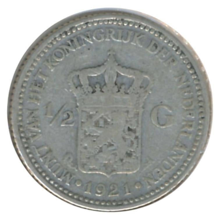 Nederland Set 1/2 Guldenmunten Zilver 1921-1930 (5 stuks), ½ gulden, Setje, Zilver, Ophalen of Verzenden