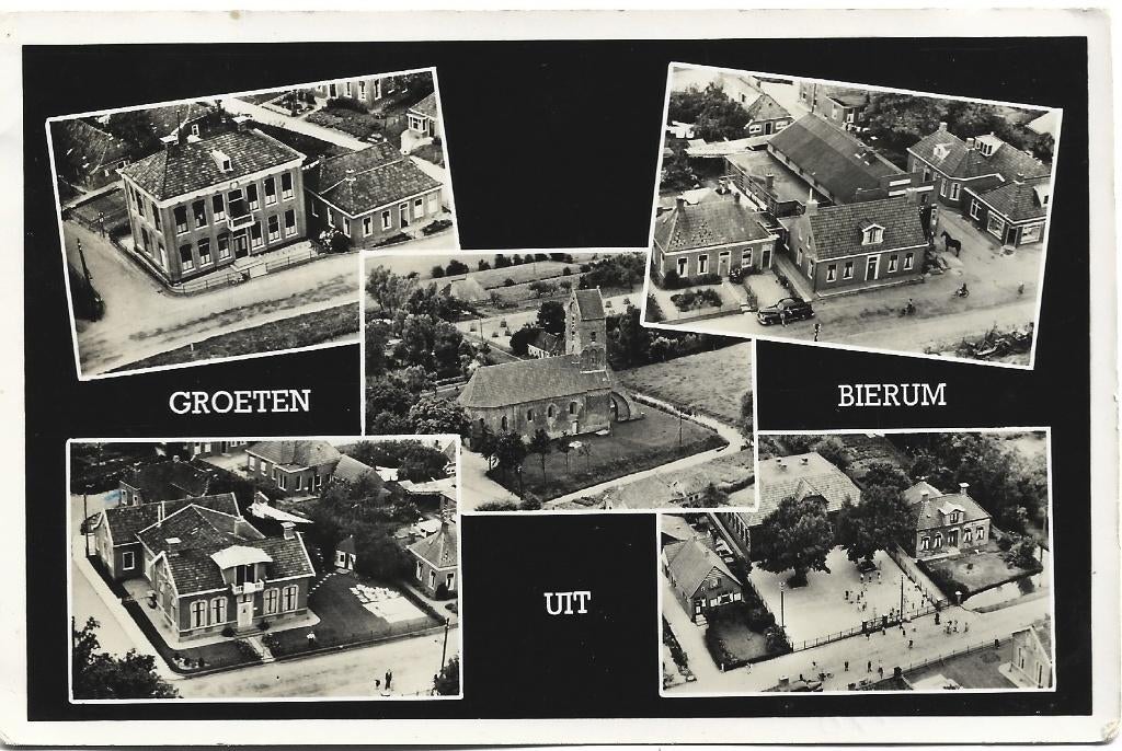 Bierum;  Groeten uit Bierum ( kaart 2 ), Verzenden, 1940 tot 1960, Gelopen, Groningen