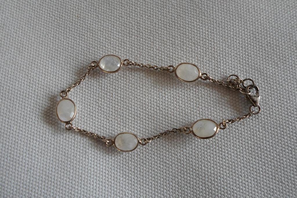 Armband Zilver 925 Maansteentjes, Ophalen of Verzenden, Zo goed als nieuw, Met edelsteen, Zilver