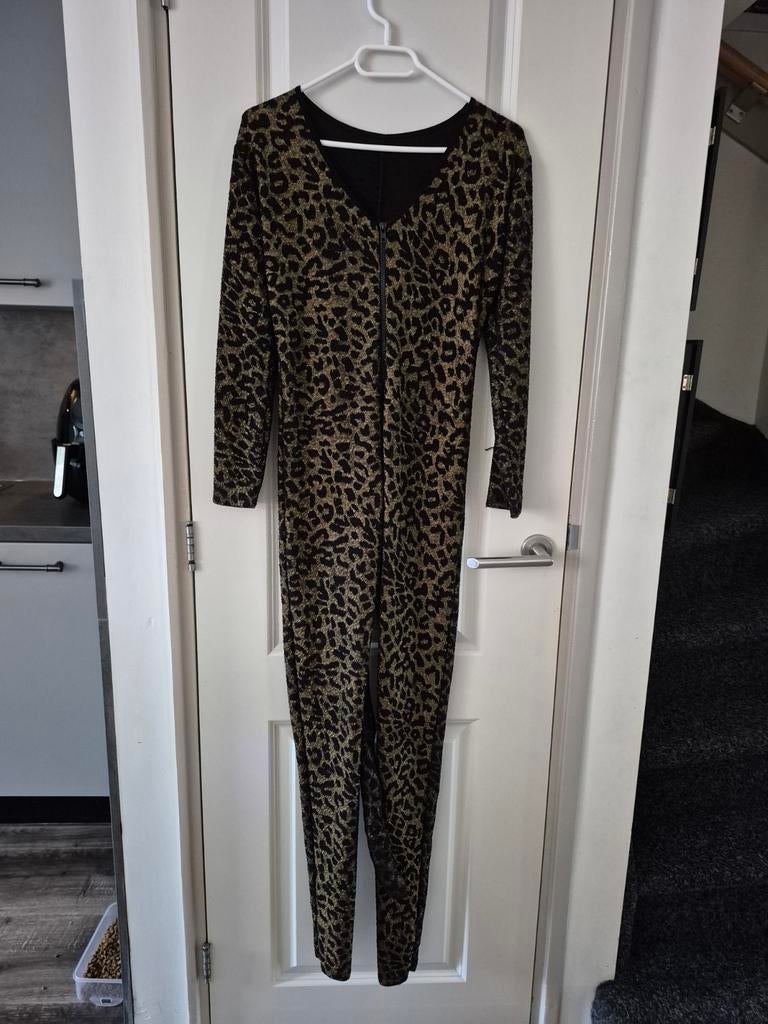 Jumpsuit onesie carnaval verkleedkleding panter jaguar S 36, Ophalen of Verzenden, Zo goed als nieuw, Maat 36 (S), Zwart