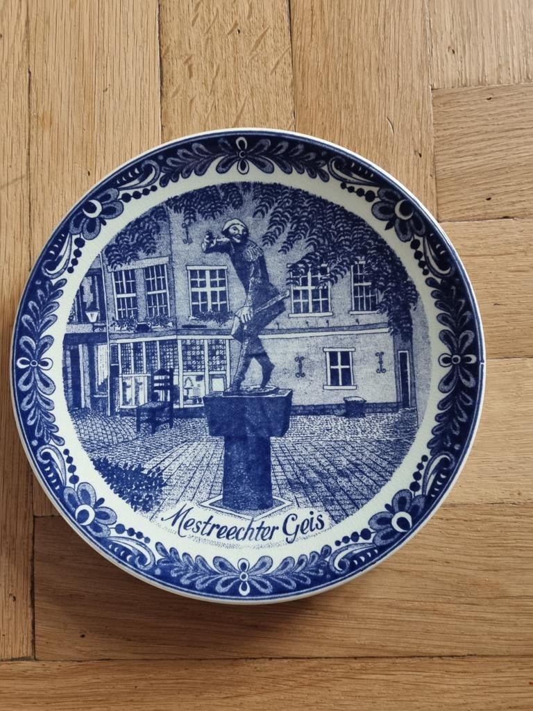 Delfts blauw bord Mestreechter Geis 23cm, Ophalen of Verzenden