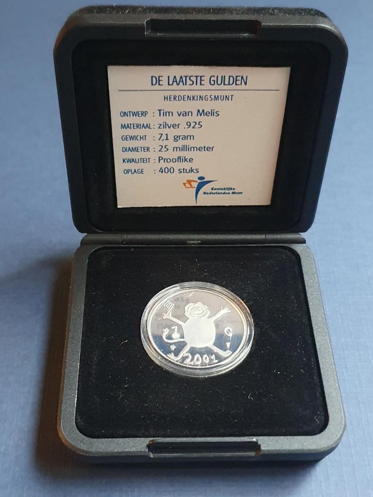 Zilveren Loeki 2001 in originele verpakking K.N.M., Postzegels en Munten, 1 gulden, Setje, Koningin Beatrix, Zilver