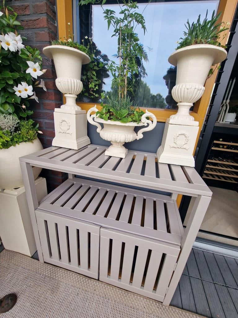Acacia houten  balkon tuinkamer terras ompottafel kast, Ophalen, Nieuw, 50 tot 100 cm, Minder dan 100 cm