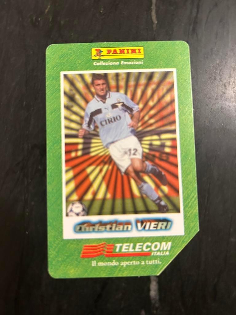 CHRISTIAN VIERI panini telefoonkaart 1988-89 ITALIE, Ophalen of Verzenden, Zo goed als nieuw, Buitenlandse clubs, Spelerskaart
