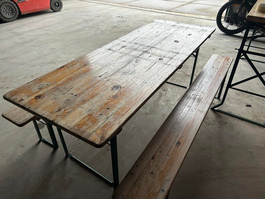 Biertafel met banken - 220 x 80 cm, Ophalen, Gebruikt, Inklapbaar, Rechthoekig