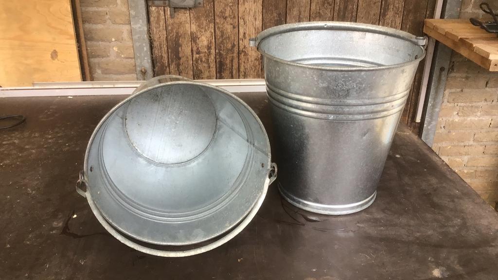 Zinken emmer, emmer, decoratie, sier emmer, Ophalen, Nvt., Met handgreep, Nieuw