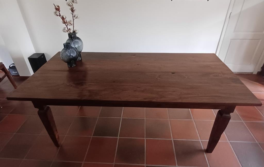 Koloniale eettafel 200x97 cm, eventueel met bezorgen., Gebruikt, 200 cm of meer, Rechthoekig, 50 tot 100 cm