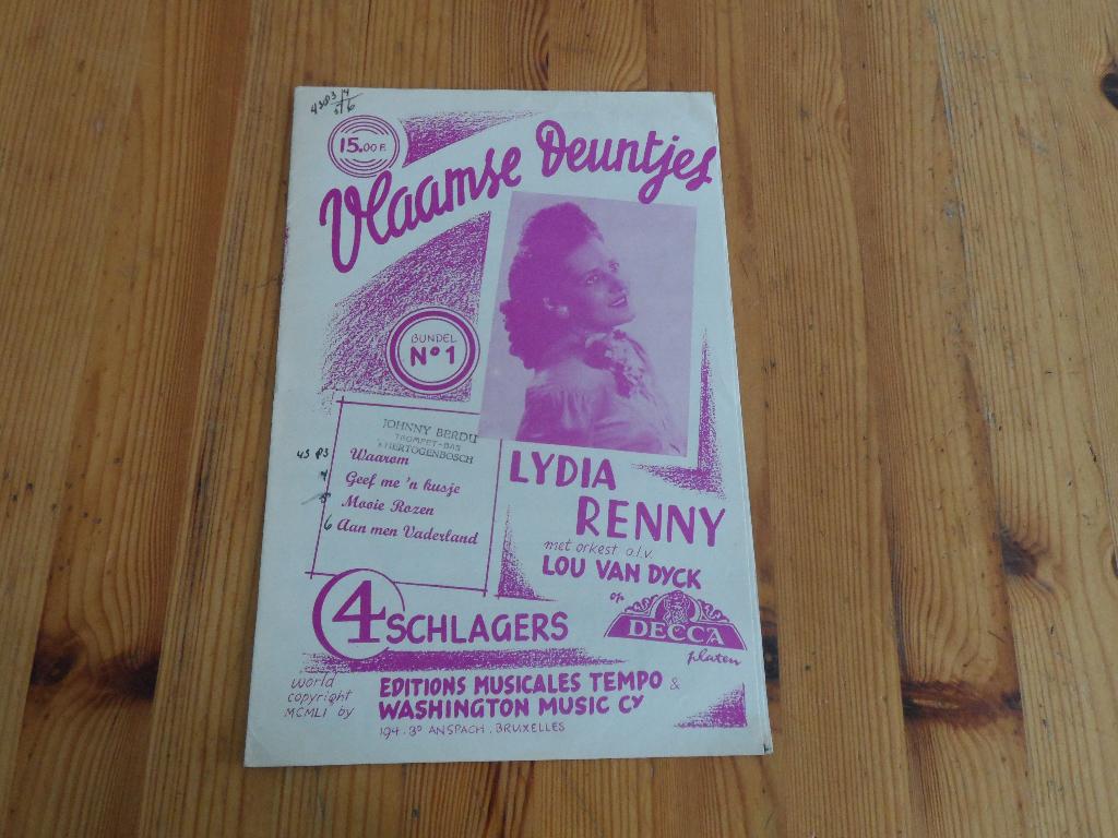 Vlaamse deuntjes - Lydia Renny / Lou van Dyck / Lou Logist, Muziek en Instrumenten, Bladmuziek, Gebruikt, Gitaar, Ophalen of Verzenden