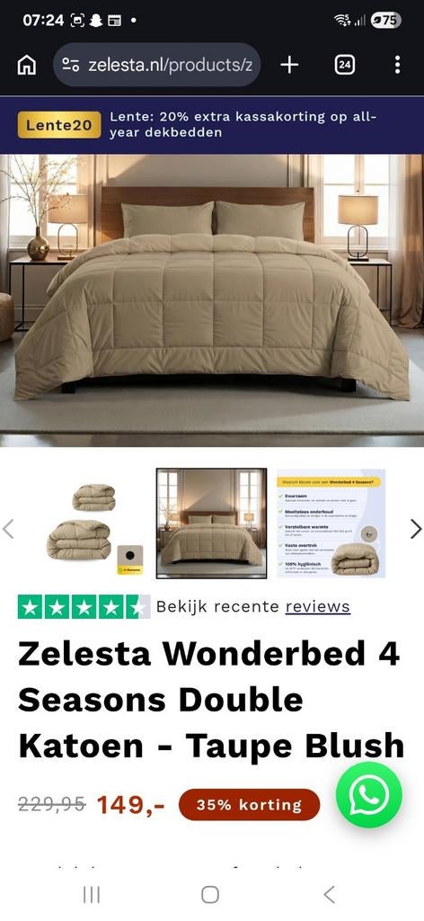 16 Zelesta dekbedden 140x200 nieuw in verzendzak, Ophalen