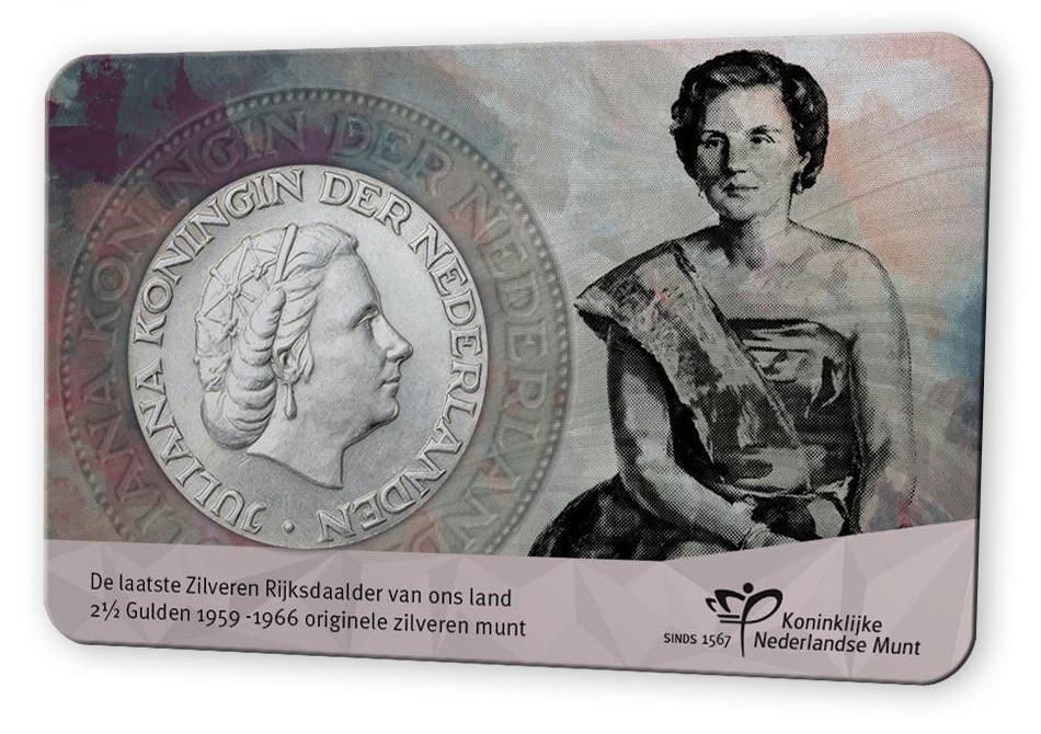 Rijksdaalder Coincard 1959 Juliana 2½ Gulden Zilver zilveren, Koningin Juliana, Zilver, Ophalen of Verzenden, Losse munt