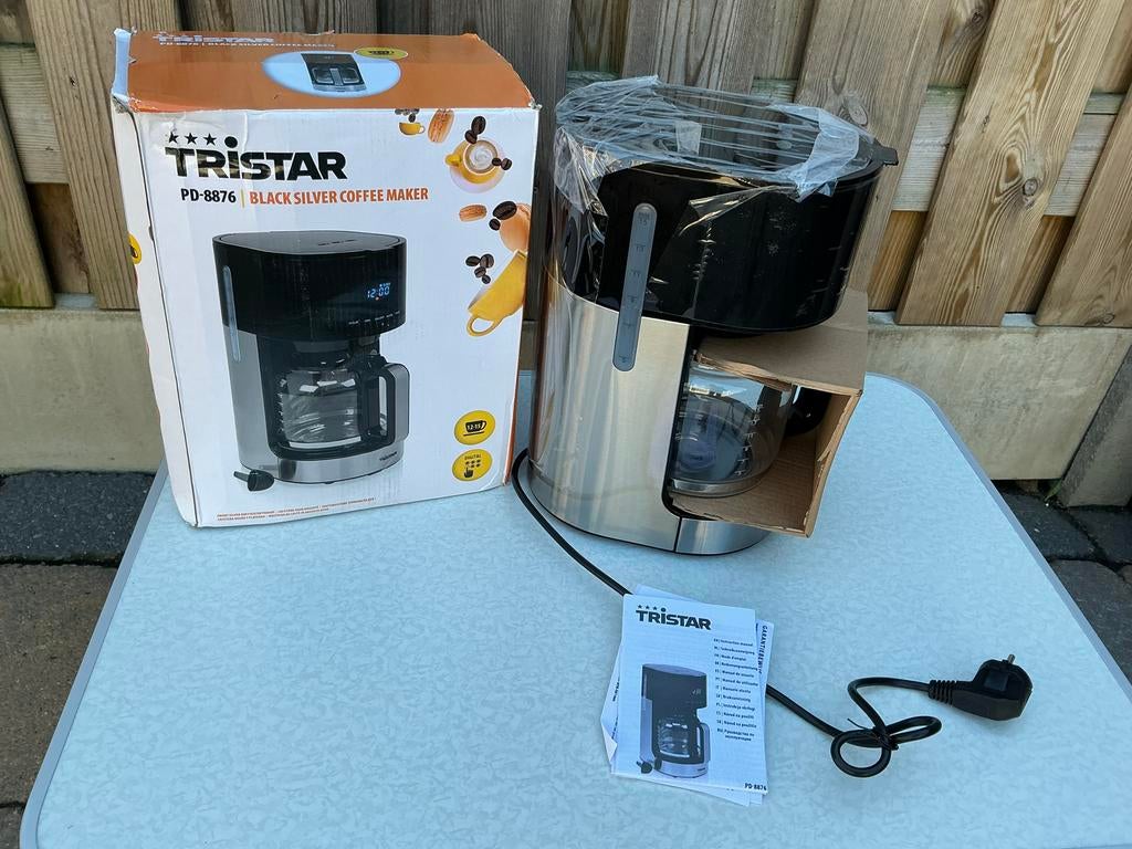 Nieuw in doos Tristar PD-8876 Black Silver Koffiezetapparaat, 10 kopjes of meer, Gemalen koffie, Ophalen of Verzenden, Koffiemachine