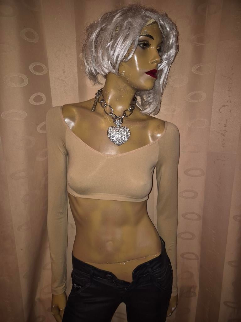 Beige crop top met lange mouwen van zara maat XS/S zgan, Kleding | Dames, Tops, Ophalen of Verzenden, Zo goed als nieuw, Lange mouw