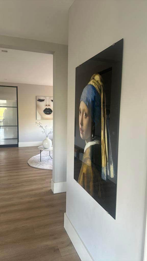 Schikderij meisje met de parel, Ophalen of Verzenden, Zo goed als nieuw, Schilderij, 75 cm of meer