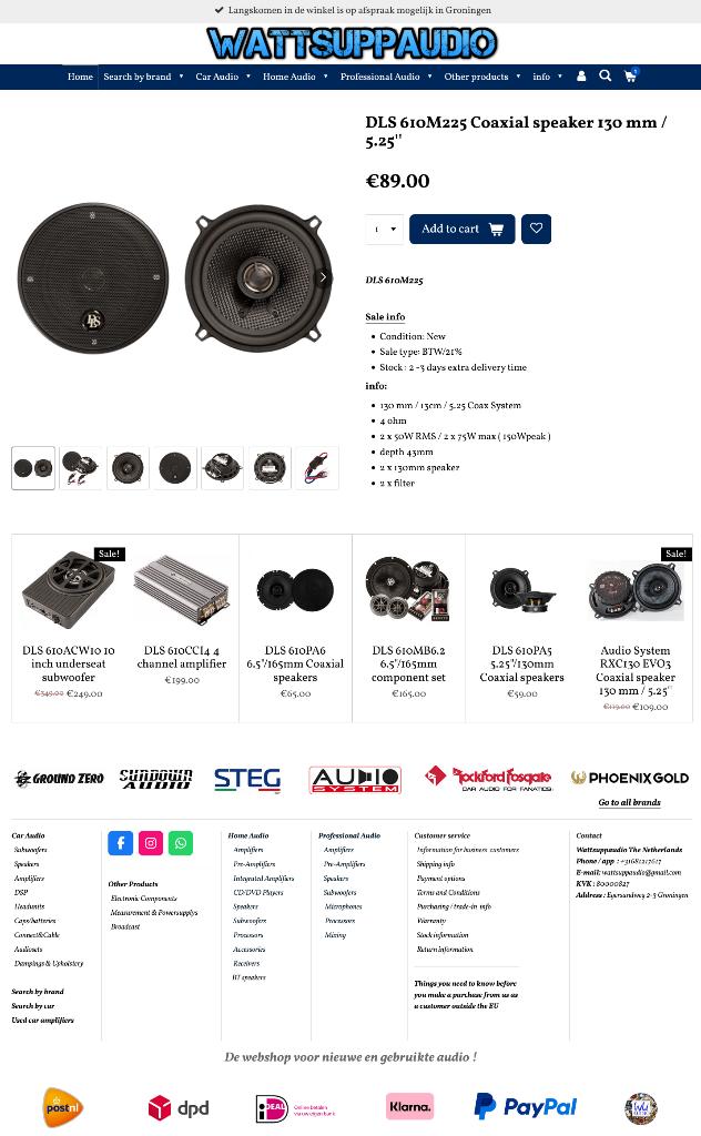 DLS 610M225 Coaxial speaker 130 mm / 5.25'' / Auto speakers, Info@optimount.nl, Nieuw, Ophalen of Verzenden, Anholtseweg 48A 7091 HB DINXPERLO