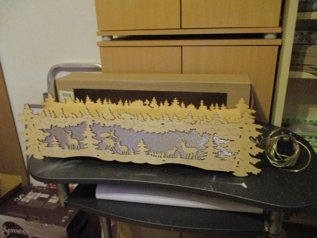 te koop houten kerstdecoratie met verlichting, Diversen, Kerst, Ophalen, Zo goed als nieuw