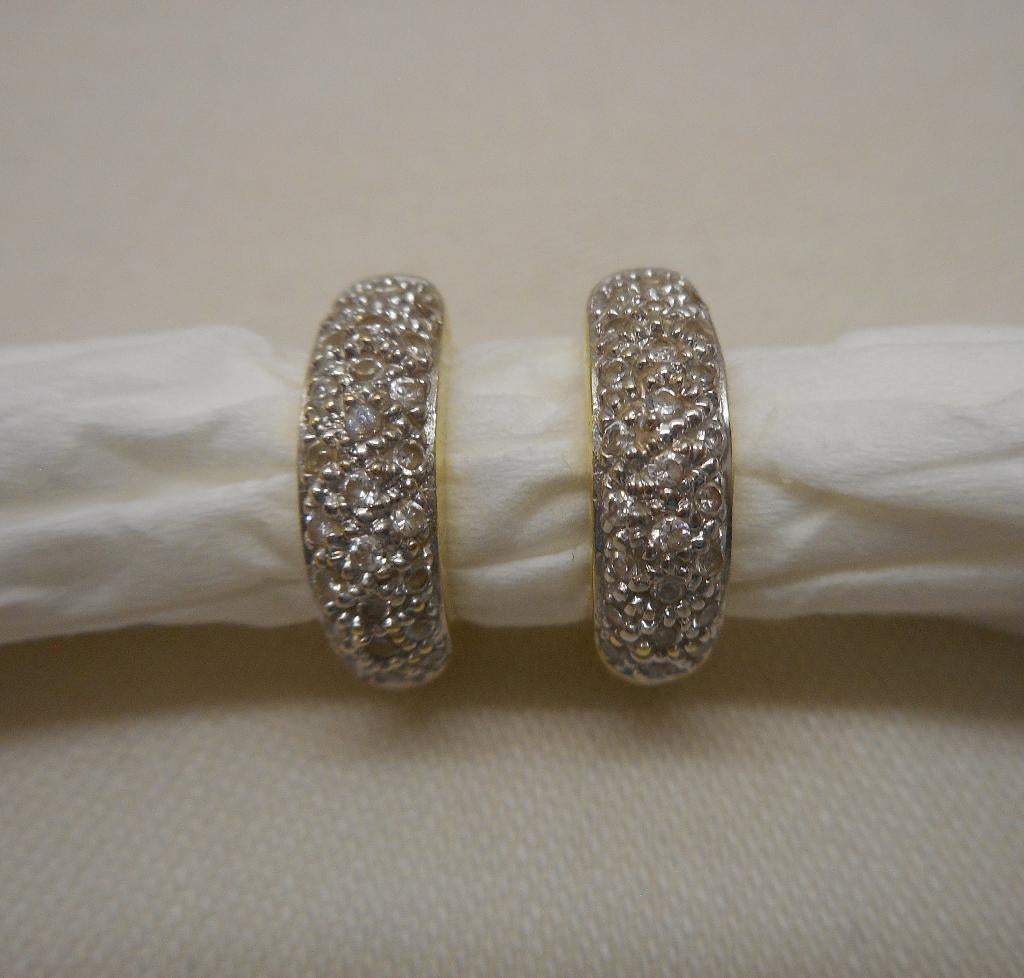 18 karaat gouden klapcreolen met steentjes nr.1456, Hangers, Verzenden, Zo goed als nieuw, Goud