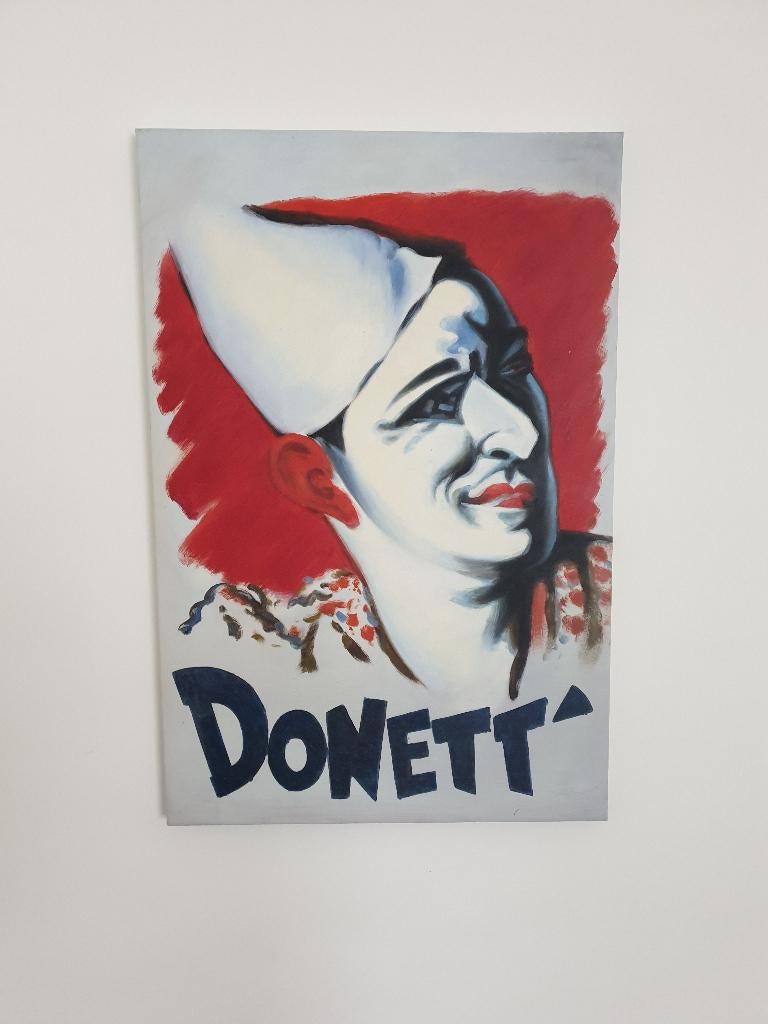 90 cm x 60 cm schilderij van harlekijn, Antiek en Kunst, Kunst | Schilderijen | Modern, Ophalen of Verzenden