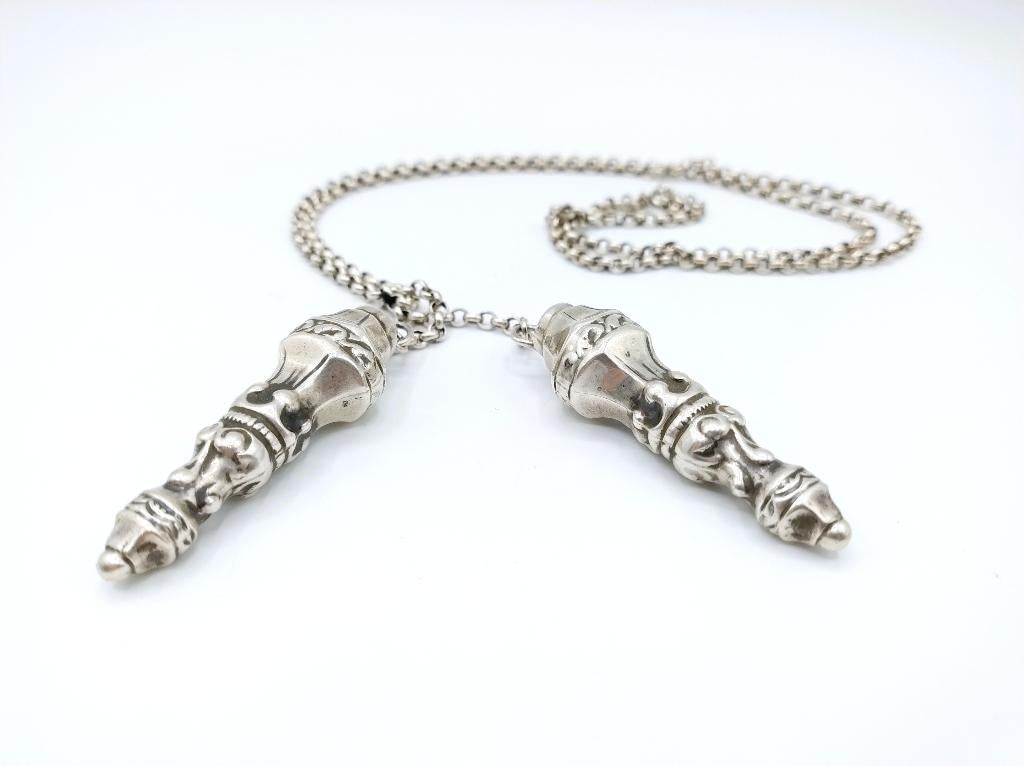 Zilveren jasseronketting met breipendoppen, H. Looren, Info@zilverwebsite.nl, Verzenden, Zo goed als nieuw, Zilverwebsite.nl