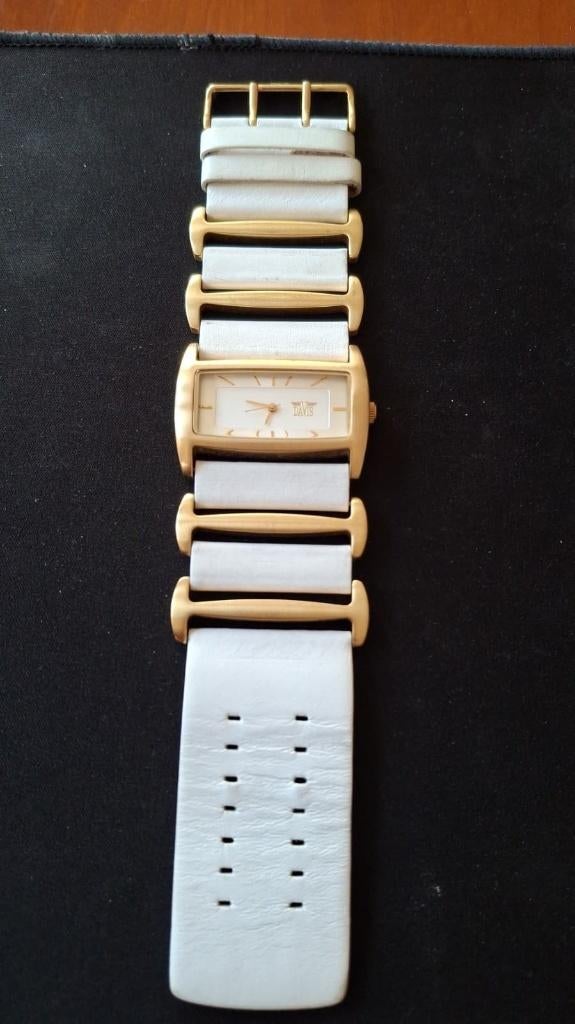 DAVIS dames horloge met lederen bandje, Overige merken, Staal, Polshorloge, Ophalen of Verzenden