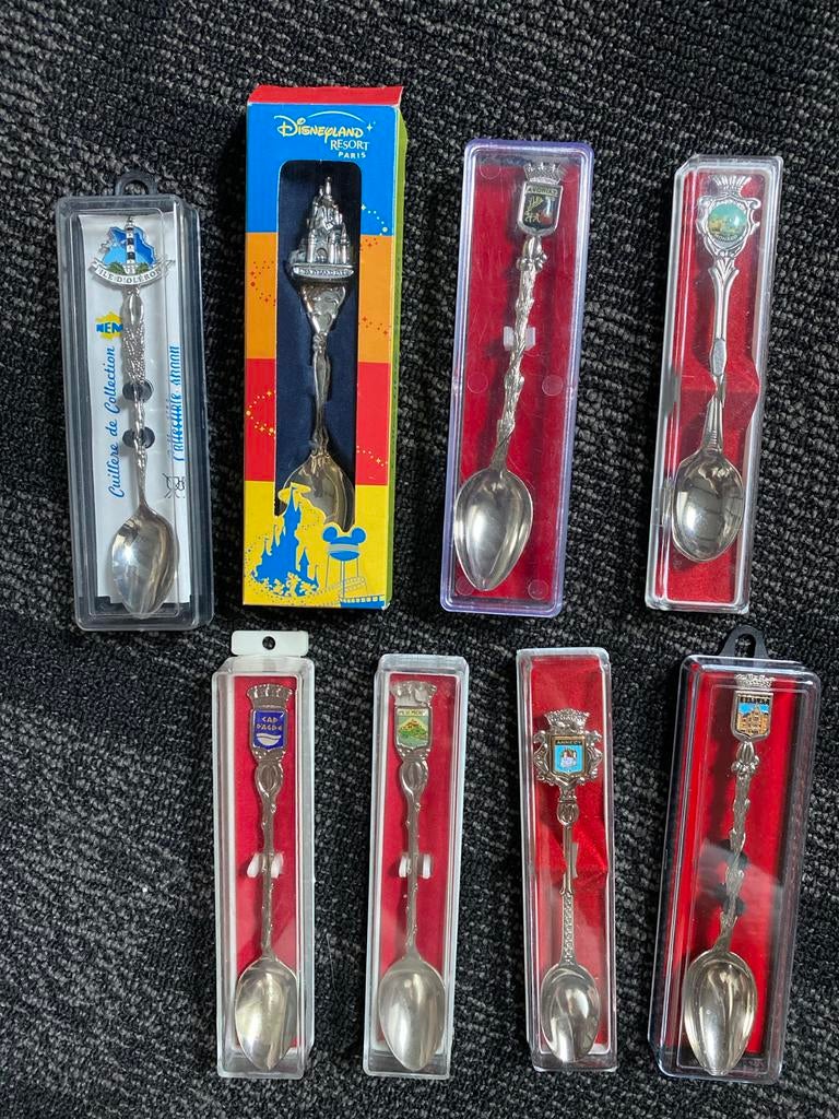 Set van 7 souvenirlepels uit Frankrijk, Ophalen of Verzenden, Zo goed als nieuw