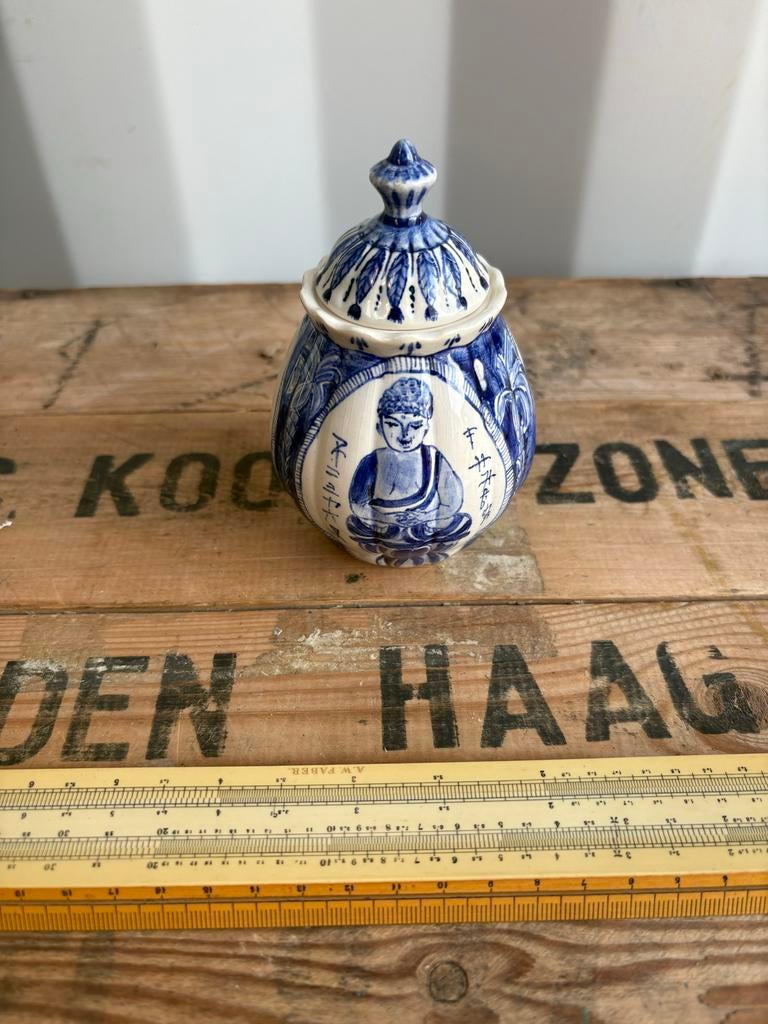 Delfts Blauw potje met deksel, gesigneerd, Ophalen of Verzenden