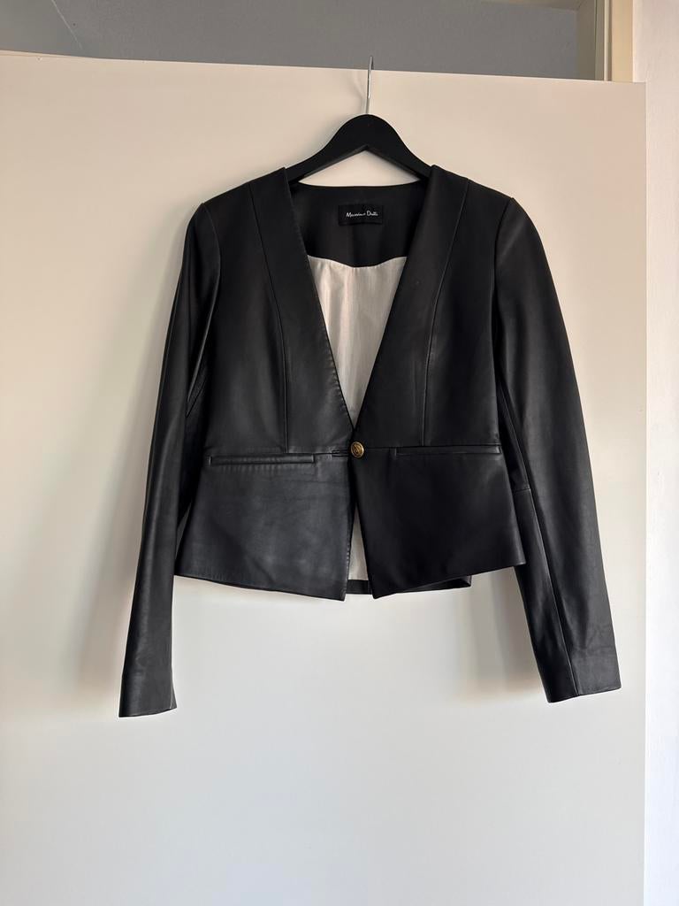 Massimo Dutti Leren Blazer / Jasje - Nieuwstaat, Ophalen of Verzenden, Nieuw, Maat 38/40 (M), Zwart