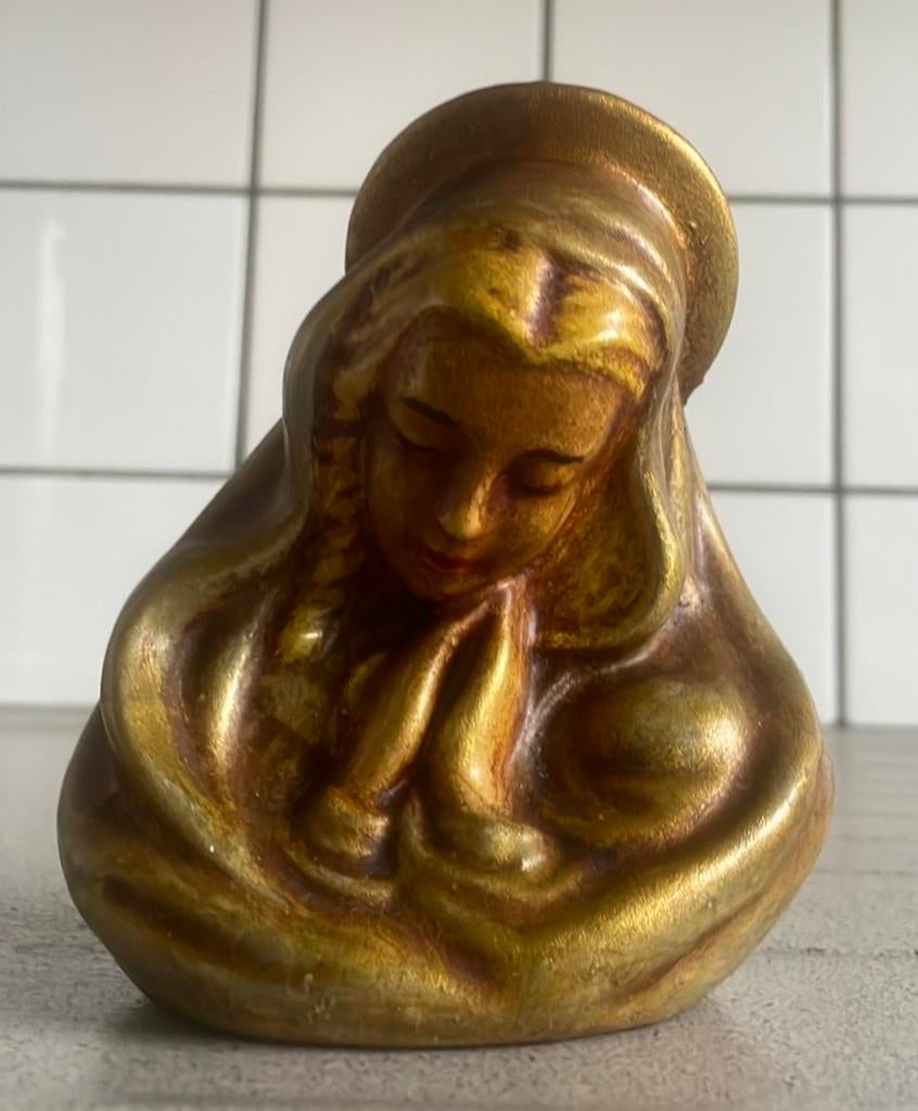 Prachtige Maria kandelaar goud waxinelichthouder, Verzamelen, Religie, Ophalen of Verzenden, Zo goed als nieuw, Beeld(je)