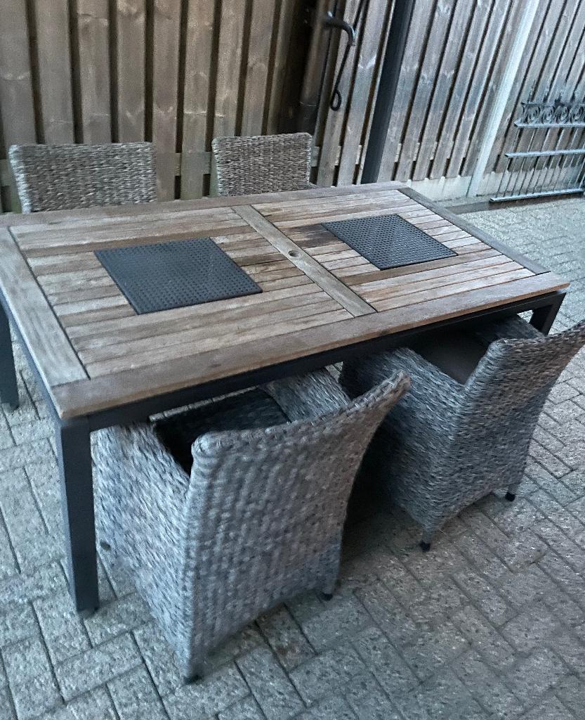 Hartman tuintafel met 4 stoelen €120-, Tuin en Terras, Ophalen, Gebruikt, Tuinset, Eettafel
