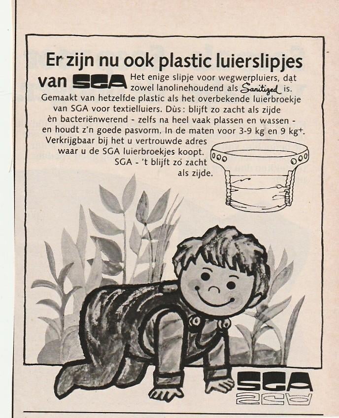 Retro reclame 1978 SGA baby luiers plastic slipjes, Verzamelen, Retro, Verzenden, Overige typen