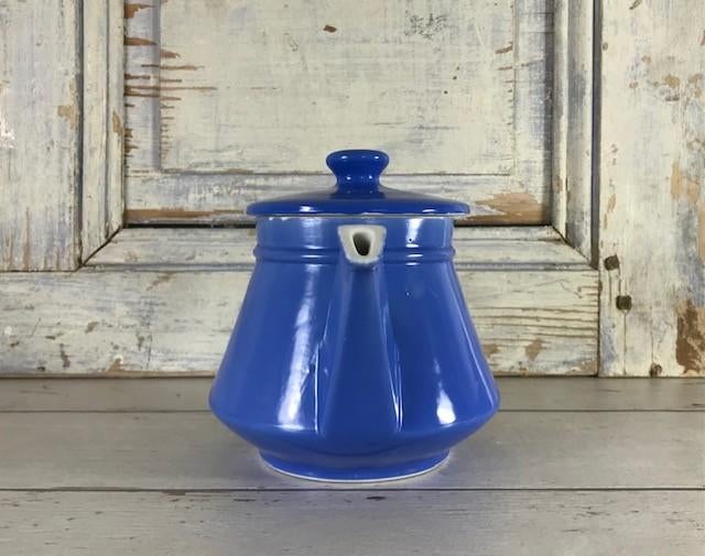 Franse blauwe grès theepot art deco, Antiek en Kunst, Antiek | Keramiek en Aardewerk, Ophalen of Verzenden