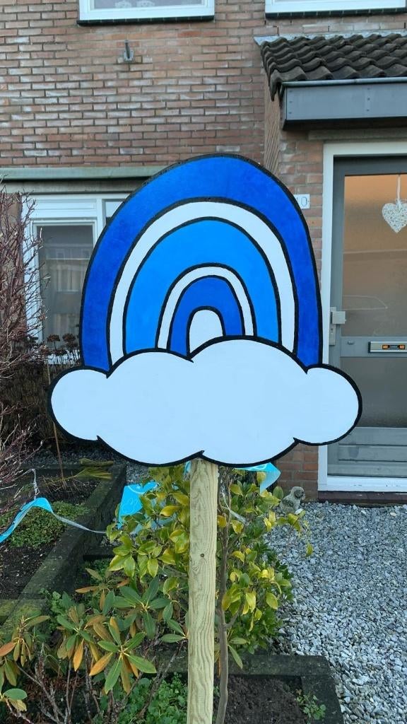 Geboortebord Regenboog Blauw te huur - Kraambord - €10 pw., Ophalen, Zo goed als nieuw, Overige