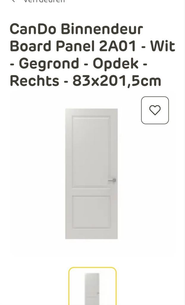 Cando opdek paneeldeur 83 x 201.5 RE, Ophalen, Nieuw, Binnendeur, 200 tot 215 cm