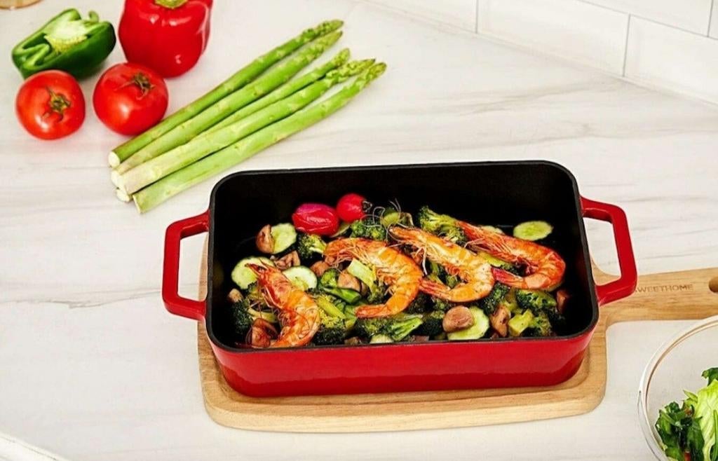 Buccan Hamersley Gietijzeren Ovenschaal - Rood, Ophalen of Verzenden, Nieuw, Gietijzer, Koekenpan of Braadpan