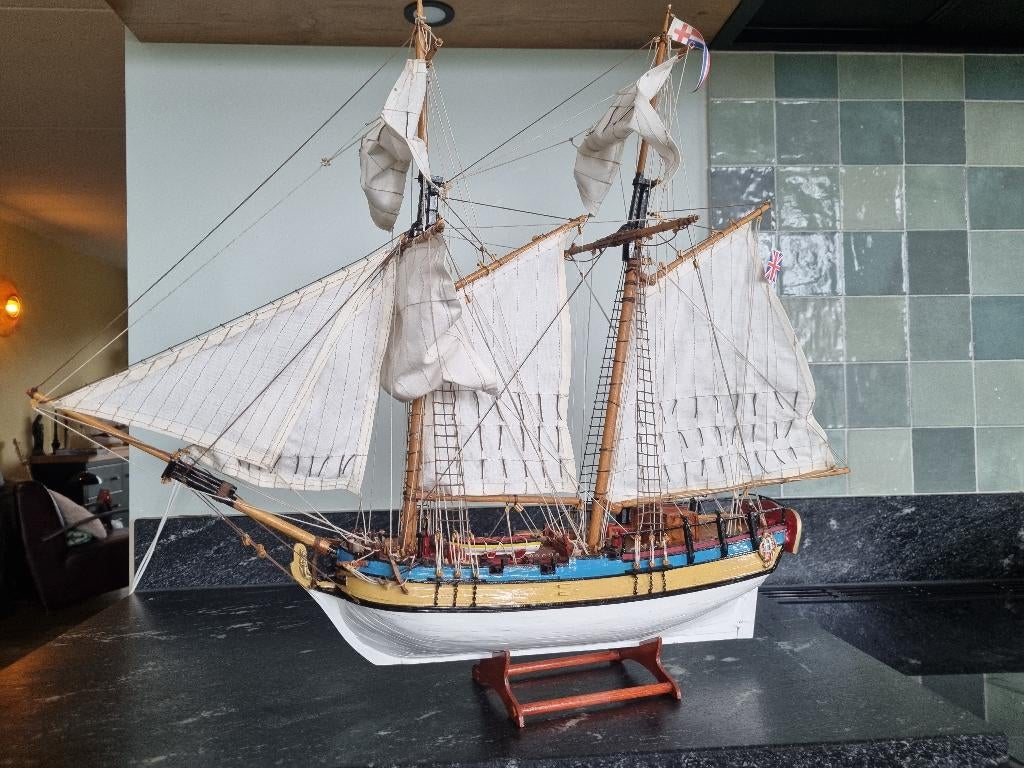 Model zeilschip H.M.S. Halifax 1776 (schoener) schaal 1:35, Ophalen, Zo goed als nieuw, 1:32 tot 1:50, Overige merken