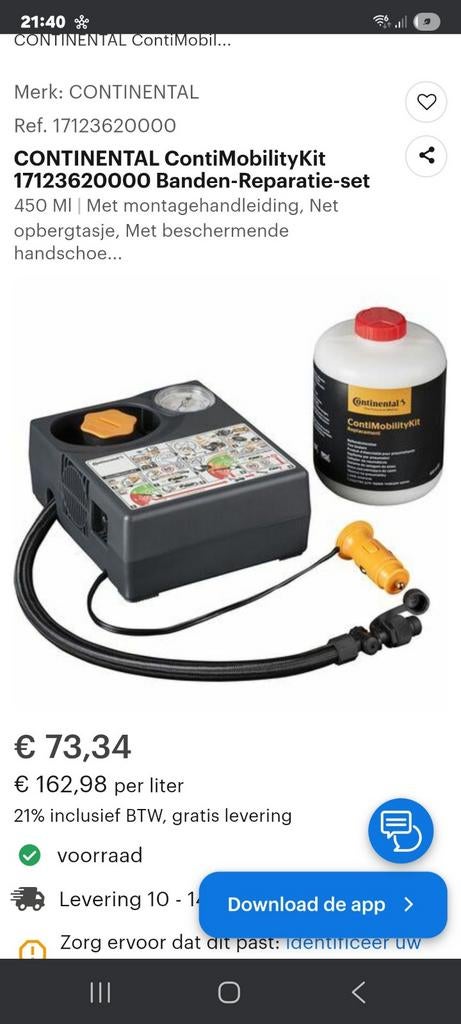 Continental banden reparatie set, Ophalen of Verzenden