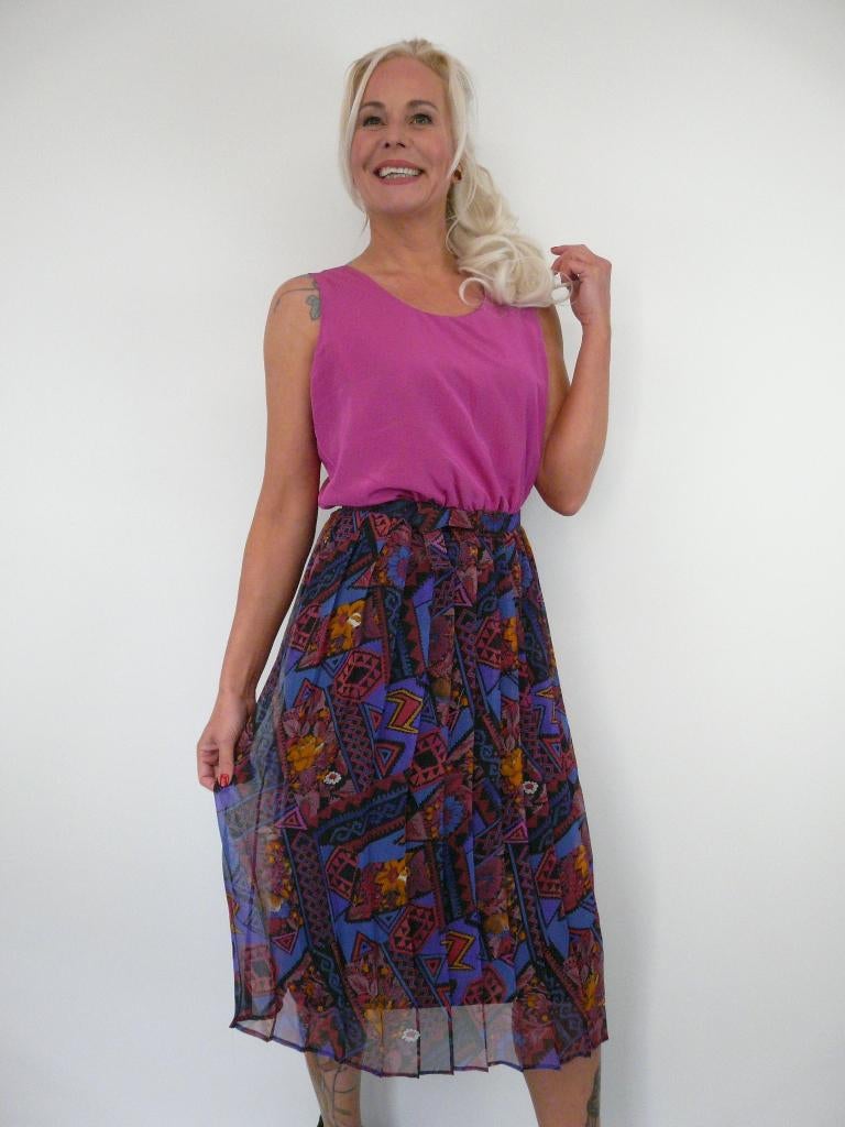 *Abfab Vintage Kleurrijke Jurk 42*, Maat 42/44 (L), Ophalen of Verzenden, Zo goed als nieuw, Knielengte